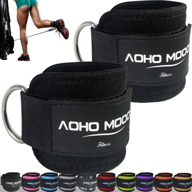 AOHO MOOON Comfortable Adjustable Ankle Straps for Cable Machines Women, Gym Workout Leg Straps, Ankle Cuffs for Glute Workouts, Foot Straps for Kickback, One Size Fit All with D Ring - Image 1